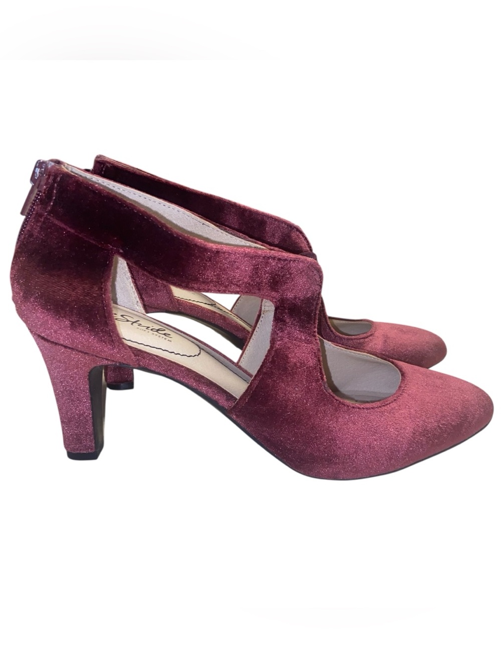 Life Stride Heels Womens Size 10 M Soft System Giovanna 2 Velvet Burgundy Boho
E